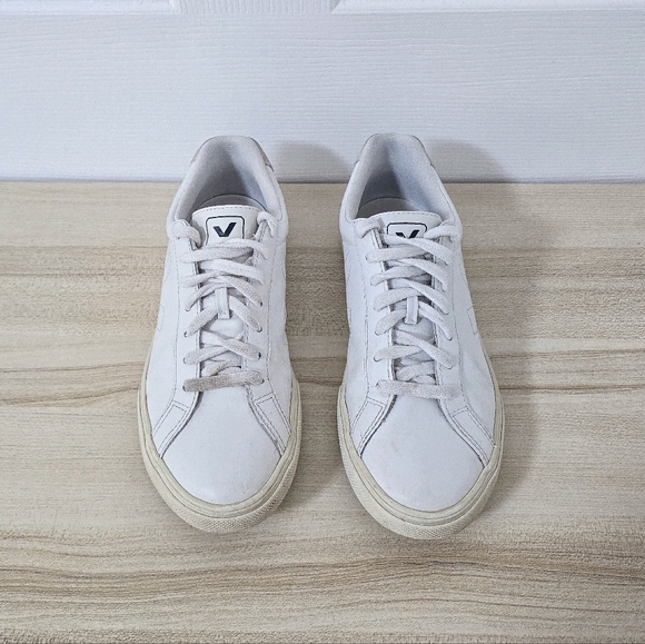 Veja Esplar White Leather Low Top Sneakers Size 7 - Picture 5 of 12